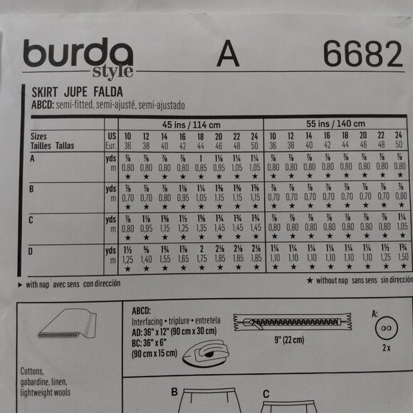Skirt Sewing Pattern Size 10-24 Burda 6682 Easy to Sew UNCUT - Picture 5 of 11